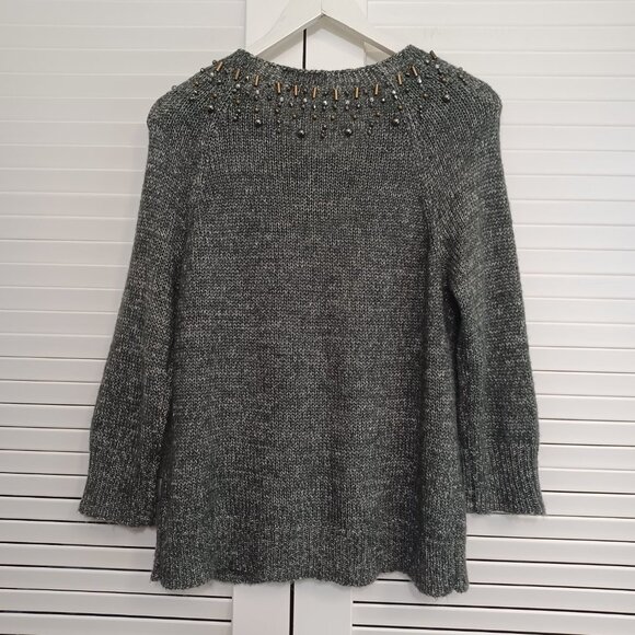 Coldwater Creek Beaded Jewel Neck Cardigan Sweater - Picture 10 of 11